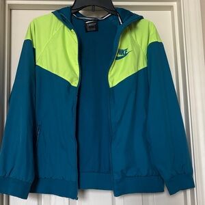 Nike Teal and Lime Windbreaker Jacket unisex large